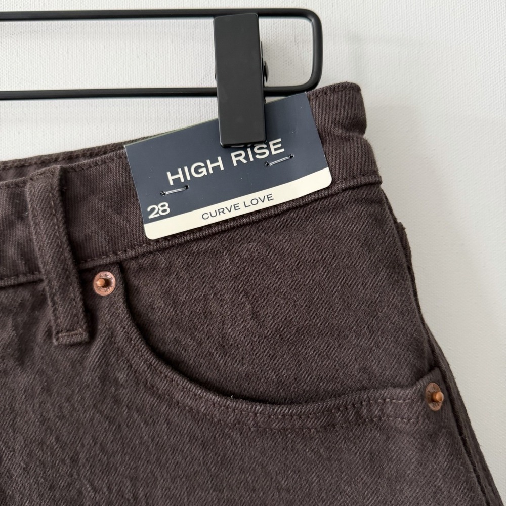 Abercrombie & Fitch High Rise Denim Micro Shorts Size 28 Brown Curve Love Denim - Picture 2 of 8